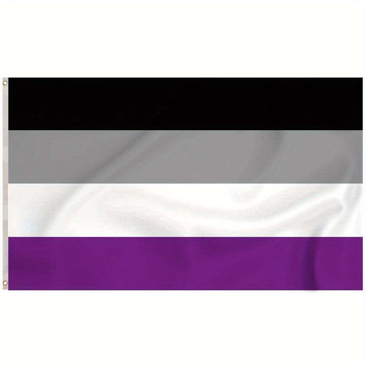 ACE Asexuell Pride Flagge in Schwarz, Grau, Weiss und Violett aus Polyester – LGBTQIA+ Fahne im Format 90 × 150 cm für Pride, CSD und Dekoration.