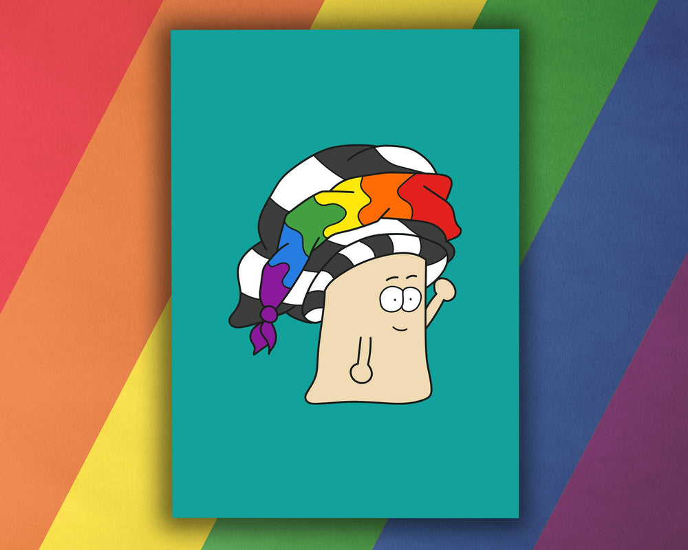Ally Pride Grußkarte mit Pilz Motiv in Regenbogenfarben, inklusive Umschlag auf farbigem Hintergrund – LGBTQ Unterstützung Geschenkkarte