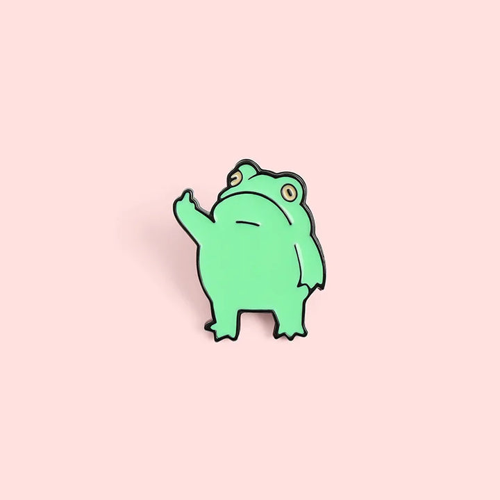 Grüner Angry Frog. Er zeigt deutlich mit seinem Finger das es ihm nicht Passt.