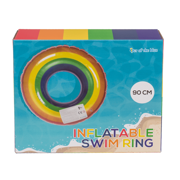 Aufblasbarer Regenbogen-Schwimmring, 90 cm, buntes Pool- und Strandzubehör für Sommer und Pride
