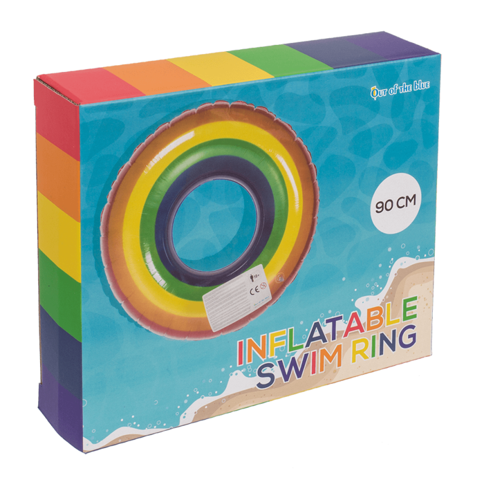 Aufblasbarer Regenbogen-Schwimmring, 90 cm, buntes Pool- und Strandzubehör für Sommer und Pride