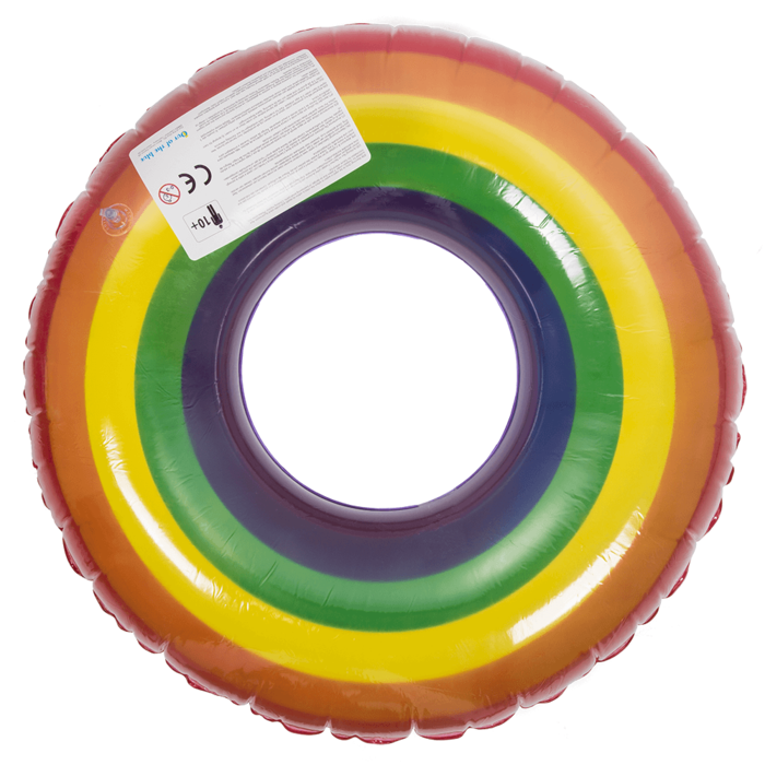 Aufblasbarer Regenbogen-Schwimmring, 90 cm, buntes Pool- und Strandzubehör für Sommer und Pride