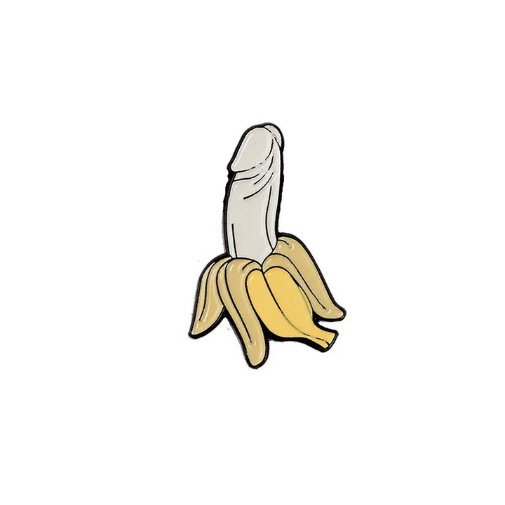 Humorvoller Emaille-Pin in Bananenform mit überraschendem Detail – freches Gag-Design.