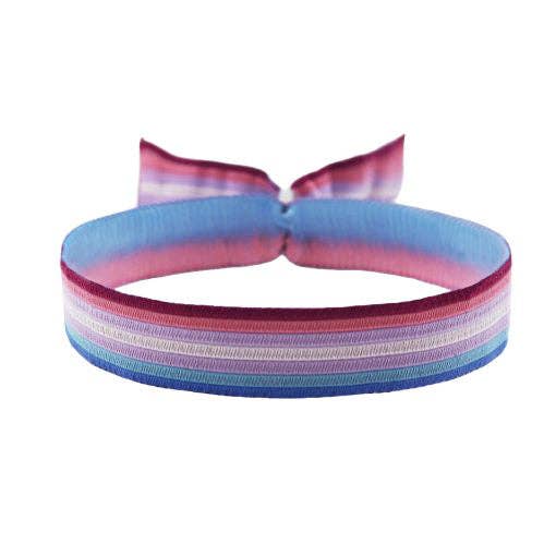 Bigender Pride Festivalarmband mit Flaggenfarben Pink Blau Weiß Lila aus Stoff mit Metallverschluss