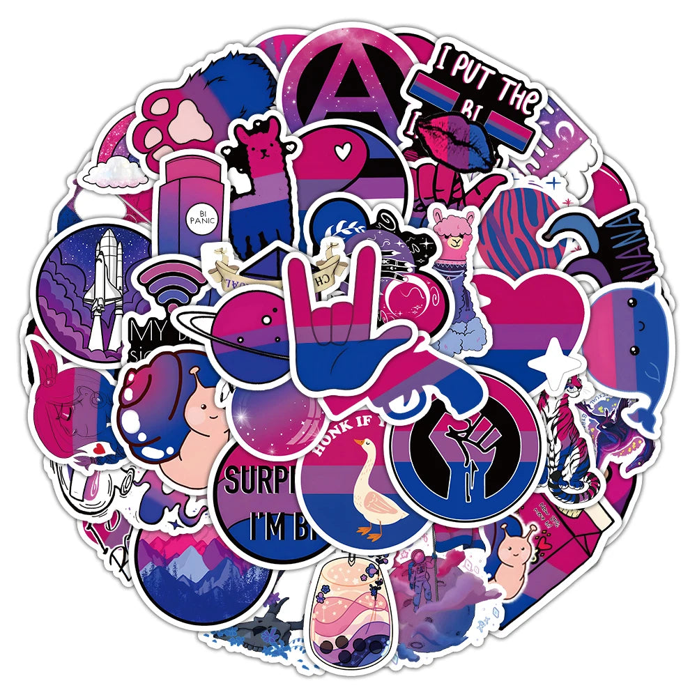 Bisexual Pride Sticker Set mit 60 Aufklebern in den Farben der Bi-Flagge – bunte LGBTQ+ Sticker für Pride, Laptop & Events