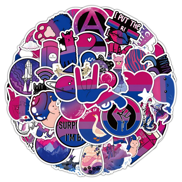 Bisexual Pride Sticker Set mit 60 Aufklebern in den Farben der Bi-Flagge – bunte LGBTQ+ Sticker für Pride, Laptop & Events