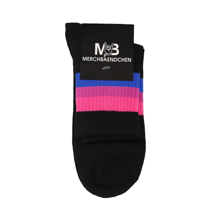 Bisexuell Pride Socken aus 100% Baumwolle mit pink, lila und blauen Streifen – LGBTQIA+ Socken von Merchbaendchen