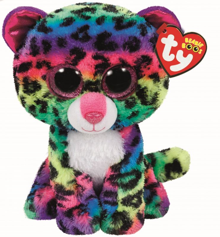 Ty Beanie Boo Dotty Leopard 15 cm Kuscheltier buntes Plueschtier mit Glitzeraugen