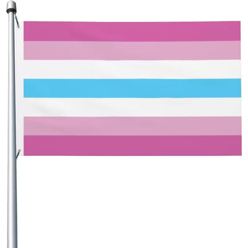Femboy Pride Flagge 90x150 cm mit pink weiß blau Streifen für CSD und Pride Events