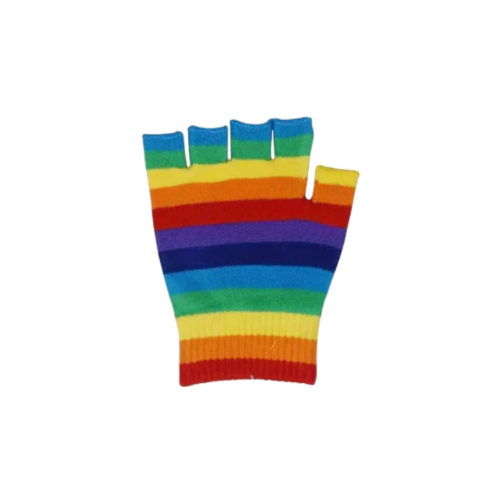 Fingerlose Regenbogen Handschuhe aus weichem Polyester – Pride Accessoire für CSD, Festivals und Partys
