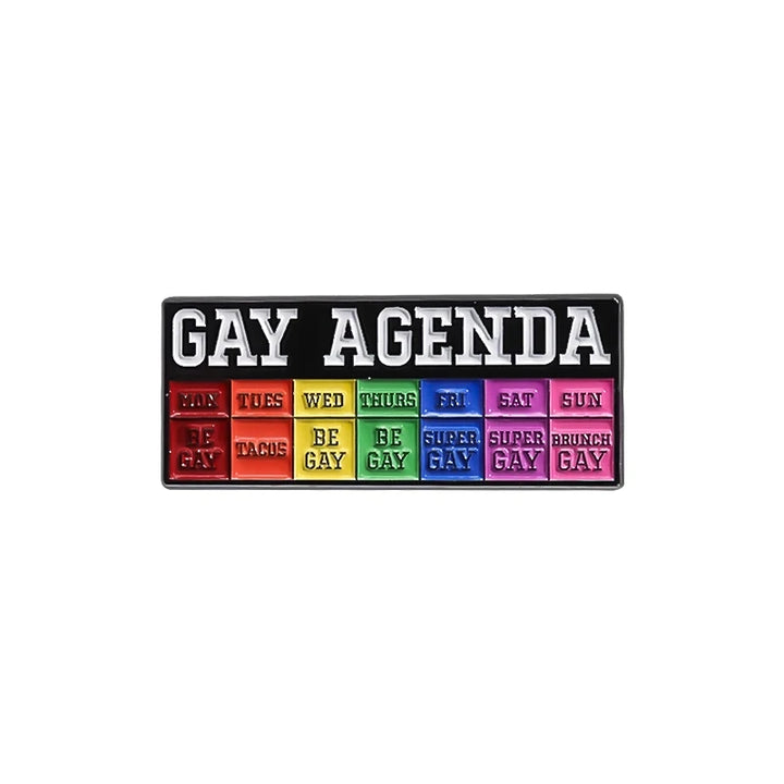 Gay Agenda Pin – Regenbogen Emaille Pin aus Metall für Pride & LGBTQIA+