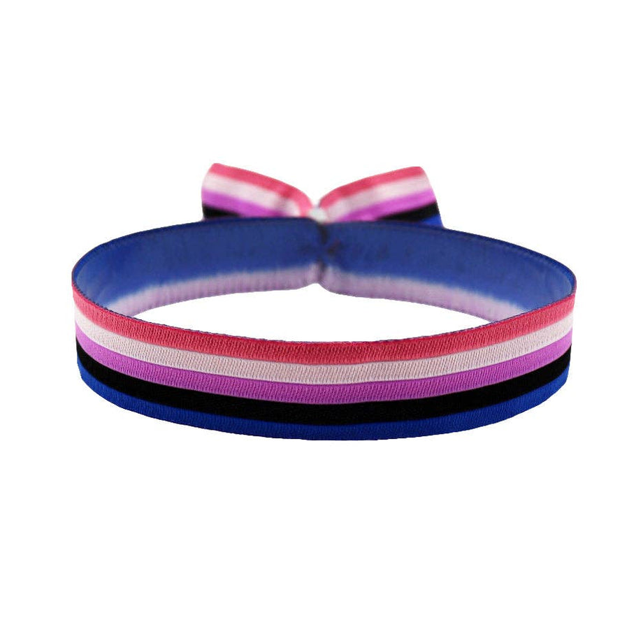 Genderfluid Pride Festivalarmband mit Flaggenfarben Pink Weiß Lila Schwarz Blau aus Stoff mit Metallverschluss