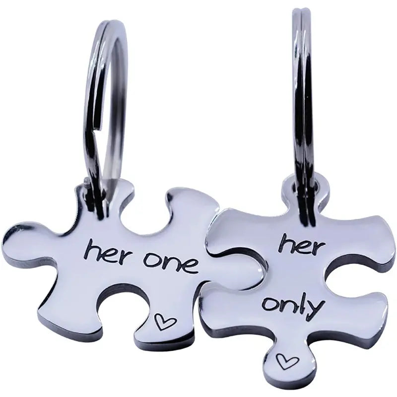 Her One Her Only Puzzle Schlüsselanhänger für Paare aus Metall