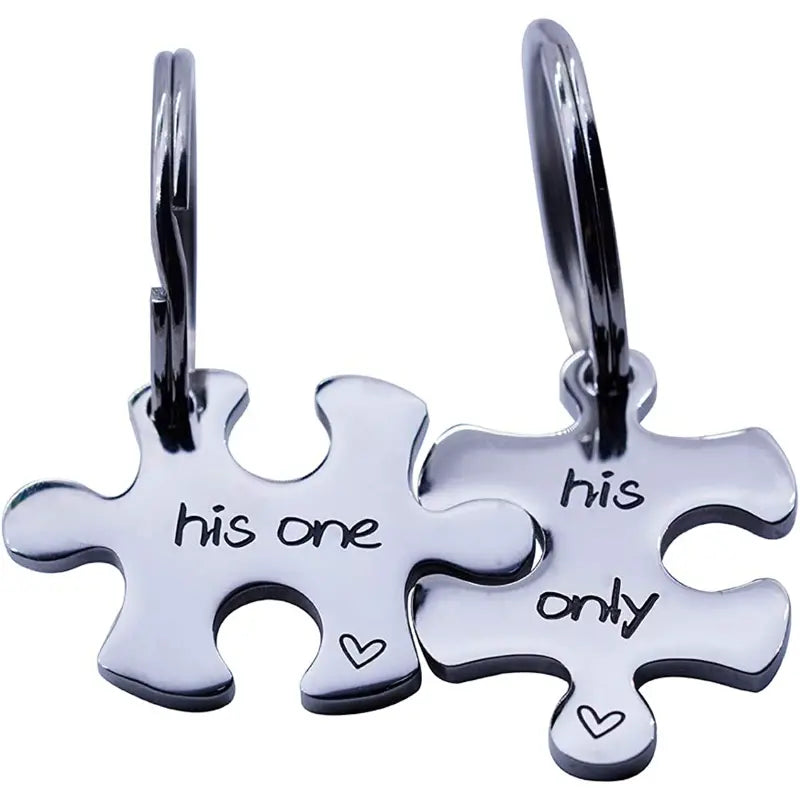 His One His Only Puzzle Schlüsselanhänger für Paare aus Metall