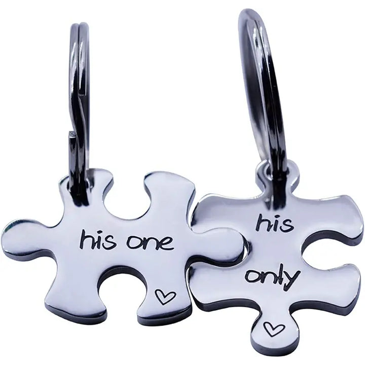 His One His Only Puzzle Schlüsselanhänger für Paare aus Metall