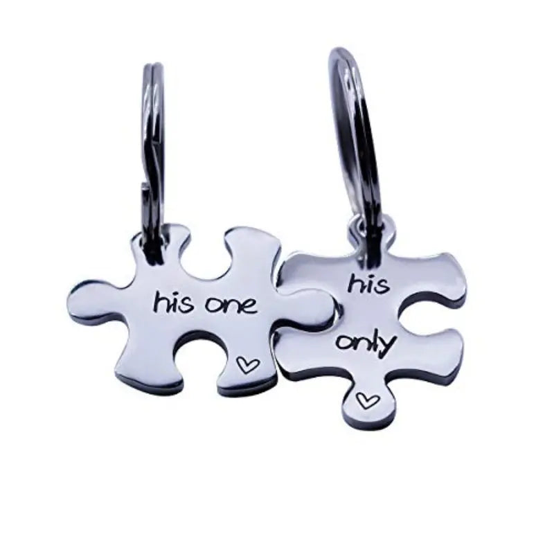 His One His Only Puzzle Schlüsselanhänger für Paare aus Metall