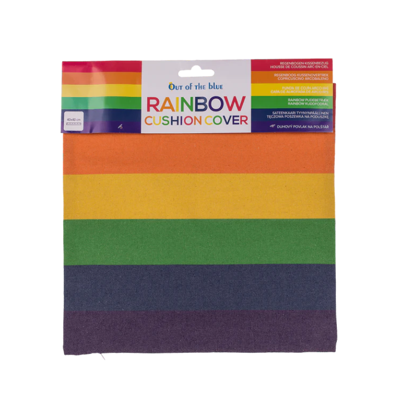Verpackter Pride Kissenbezug im Regenbogen-Design in Größe 40 x 40 cm, ohne Kissenfüllung

