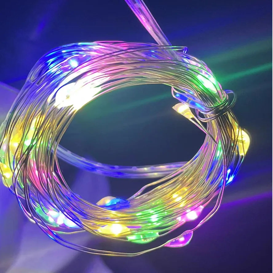 Bunte LED Lichterkette 2 m mit 20 LEDs – flexibel tragbar für Pride und Partys
