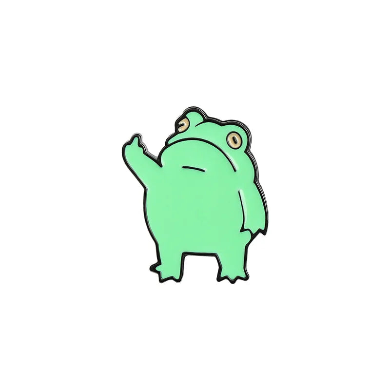 Grüner Angry Frog. Er zeigt deutlich mit seinem Finger das es ihm nicht Passt.