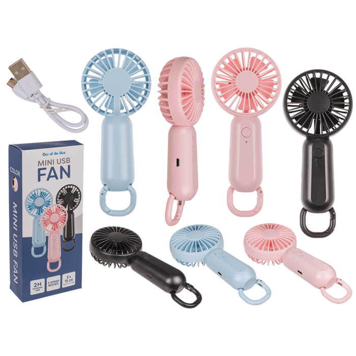Kompakter, tragbarer Mini-USB-Ventilator in modernem Design, erhältlich in drei Farben. Wiederaufladbar mit USB-Kabel, ideal für unterwegs, im Büro oder zu Hause. Verstellbare Geschwindigkeitseinstellungen für individuelle Kühlung an heißen Sommertagen. Perfekt als Geschenk oder praktisches Gadget für Sommerliebhaber.