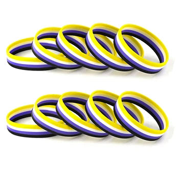 Non-Binary Gummiarmband in den Farben der LGBTQIA+ Non-Binary Pride Flagge