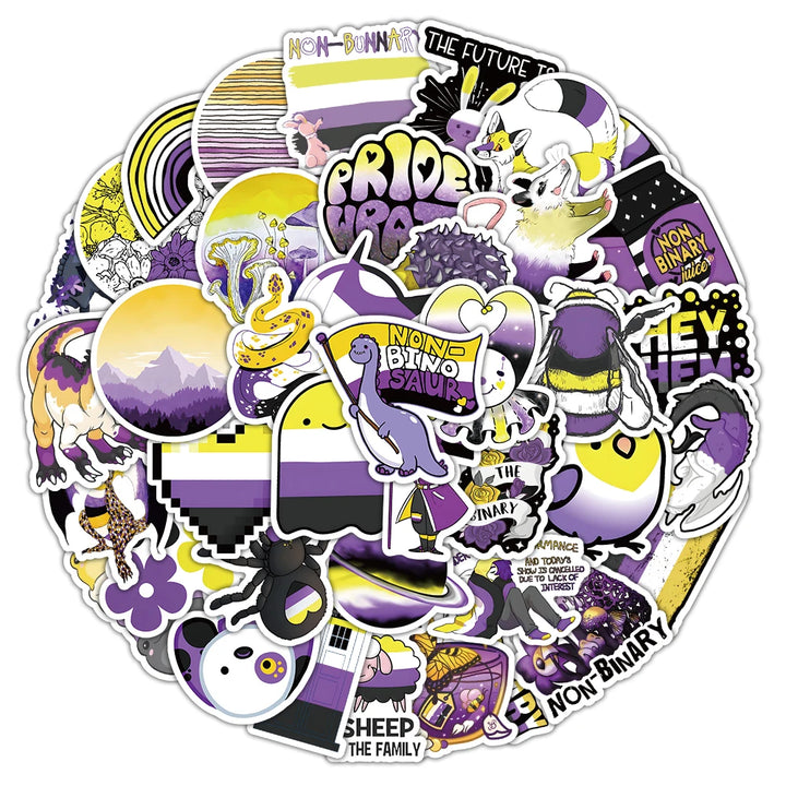 Nonbinary Aufkleber Set – Pride Sticker für non-binäre Identität (60 Stück)