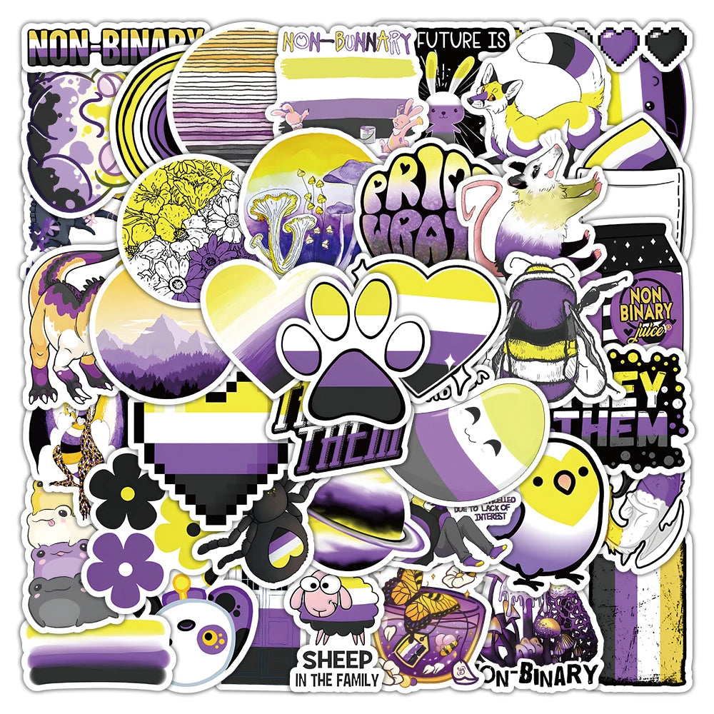 Nonbinary Aufkleber Set – Pride Sticker für non-binäre Identität (60 Stück)