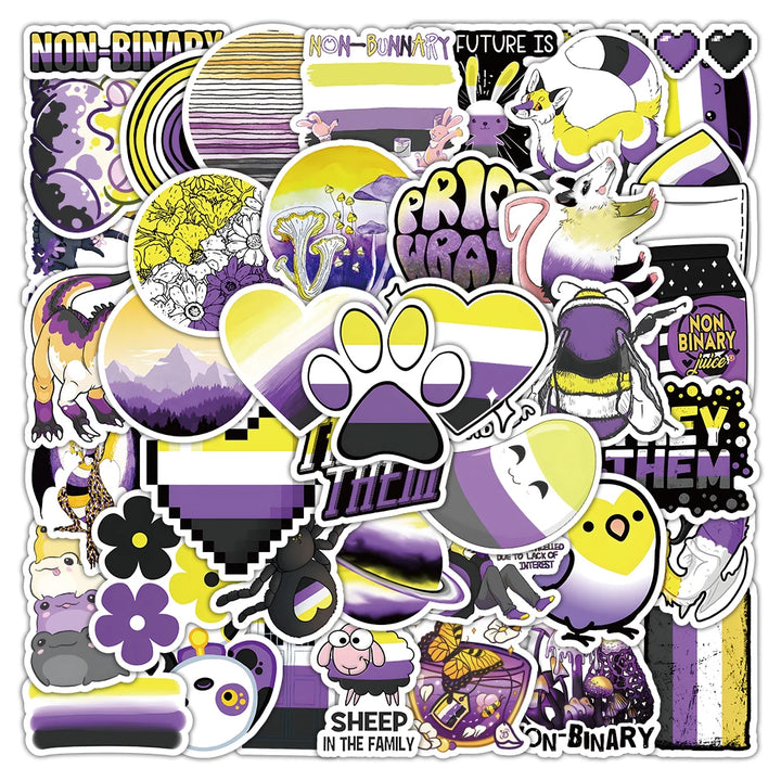 Nonbinary Aufkleber Set – Pride Sticker für non-binäre Identität (60 Stück)