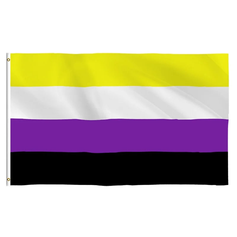 Nonbinary Flagge 150×90 cm LGBTQI+ Pride Fahne in Gelb, Weiß, Lila und Schwarz