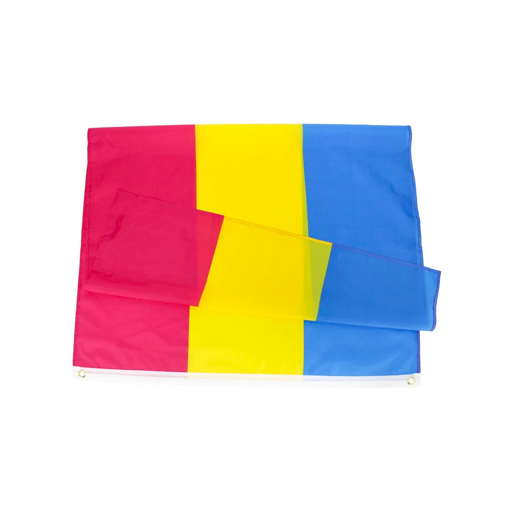Gefaltete Pansexuell Flagge in Pink Gelb Blau – LGBTQ Pride Fahne