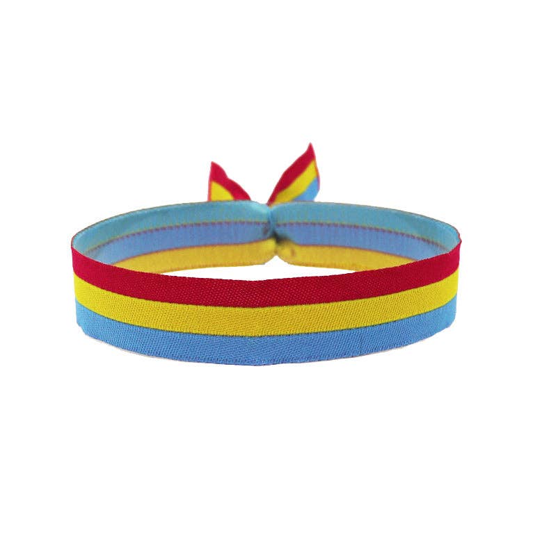 Pansexuell Pride Armband aus Stoff mit Flaggenfarben Pink Gelb Blau und Metallverschluss