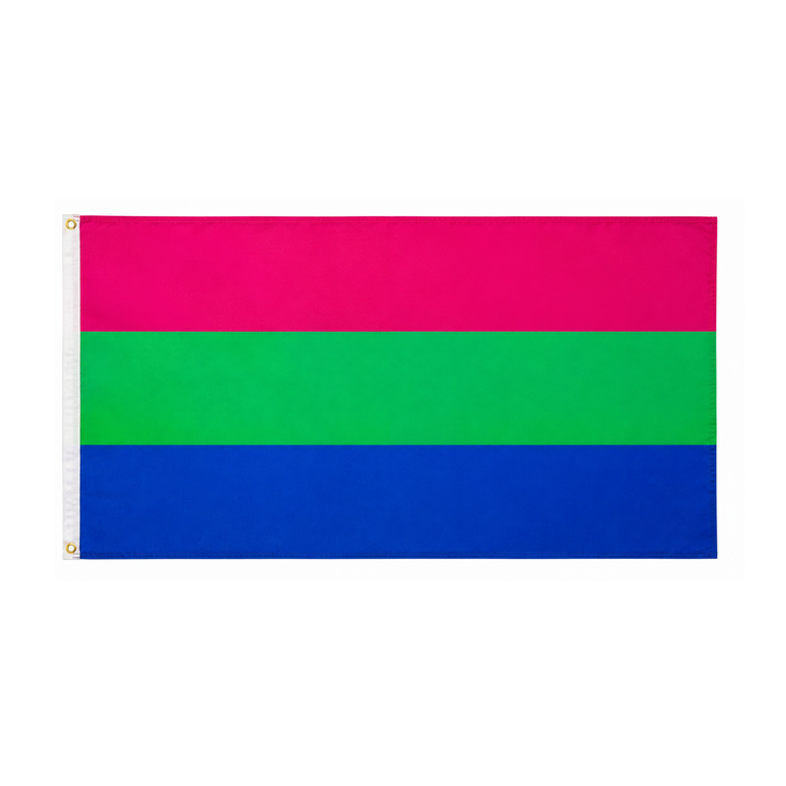 Polysexuelle Pride Fahne 90 × 150 cm aus Polyester in Pink, Grün und Blau – LGBTQIA+ Flagge für Pride, CSD und Dekoration.