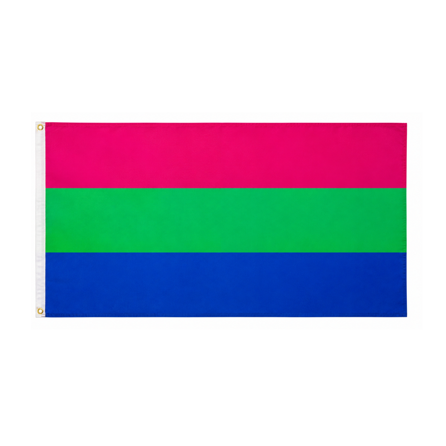 Polysexuelle Pride Fahne 90 × 150 cm aus Polyester in Pink, Grün und Blau – LGBTQIA+ Flagge für Pride, CSD und Dekoration.