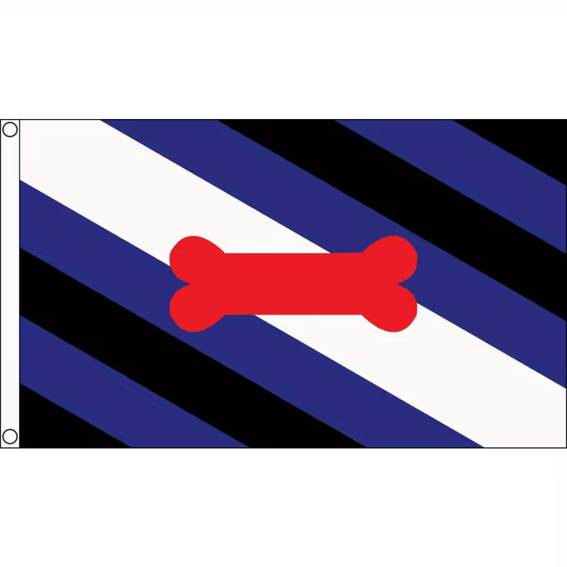 Pup Pride Flag 90x150 cm mit Knochen Symbol für CSD und Pride Events