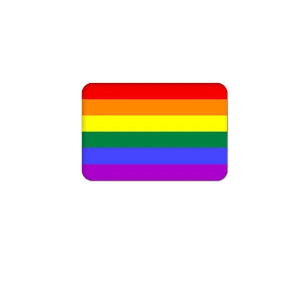 Rechteckiger Regenbogen-Ansteckbutton im Pride-Design als LGBTQ+ Statement-Pin