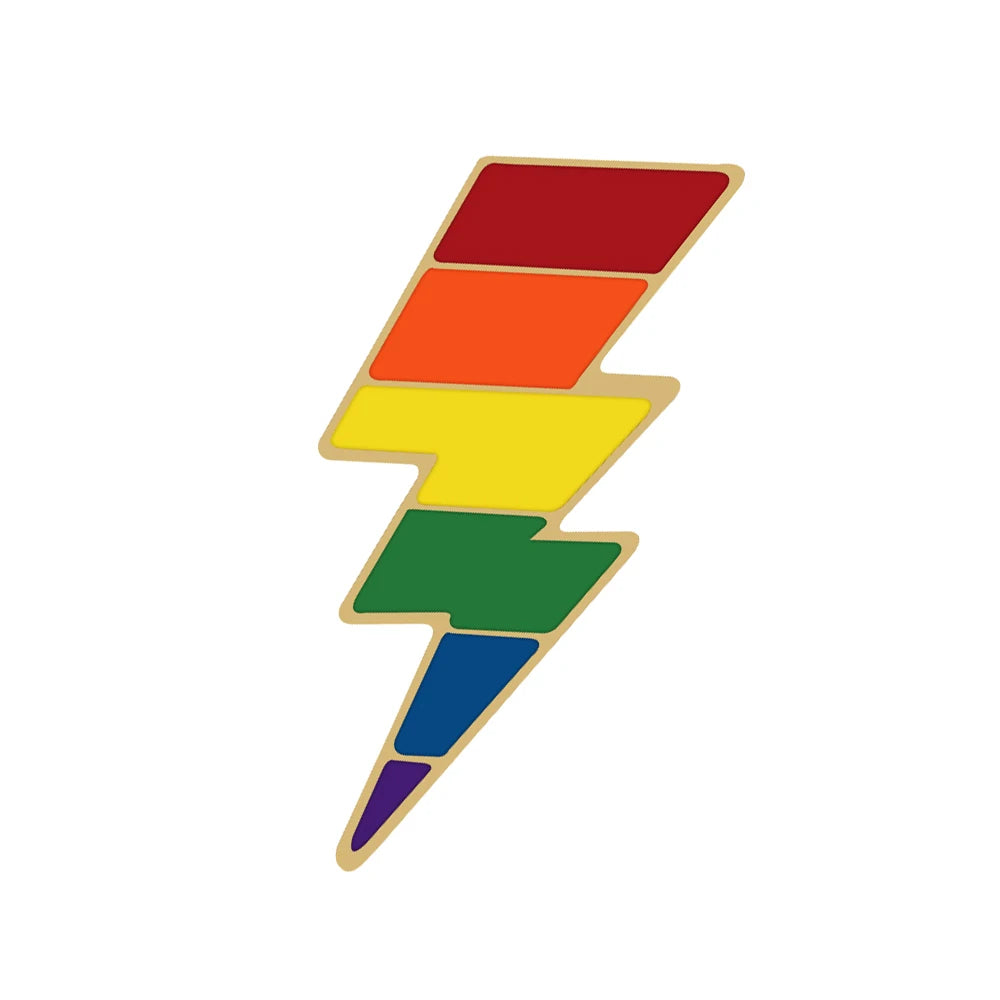 Regenbogen Blitz Pin im Pride Design aus Metall