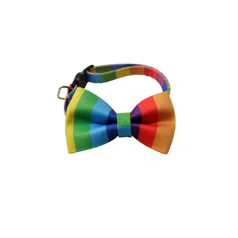 Regenbogen-Fliege für Hunde und Katzen mit verstellbarem Halsband im Pride-Design
