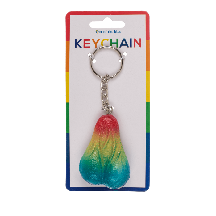 Lustiger Regenbogen Schlüsselanhänger als bunter Fun-Artikel im Pride Design.