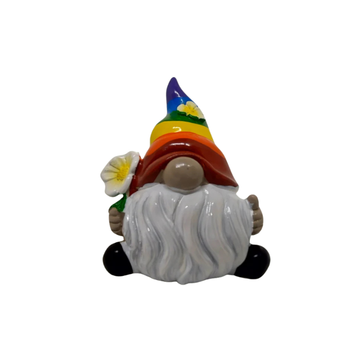 Regenbogen Gartenzwerg mit Pride-Mütze – bunte LGBTQIA+ Gartendeko Figur für Garten und Balkon