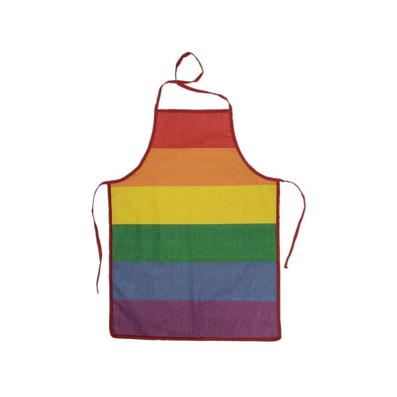 Regenbogenfarbene Grill- und Küchenschürze aus Baumwolle im Pride-Design