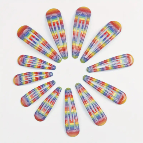 Regenbogen Haarklammern im 10er-Set aus Metall – bunte Pride Haarspangen für CSD, Festivals und Alltag