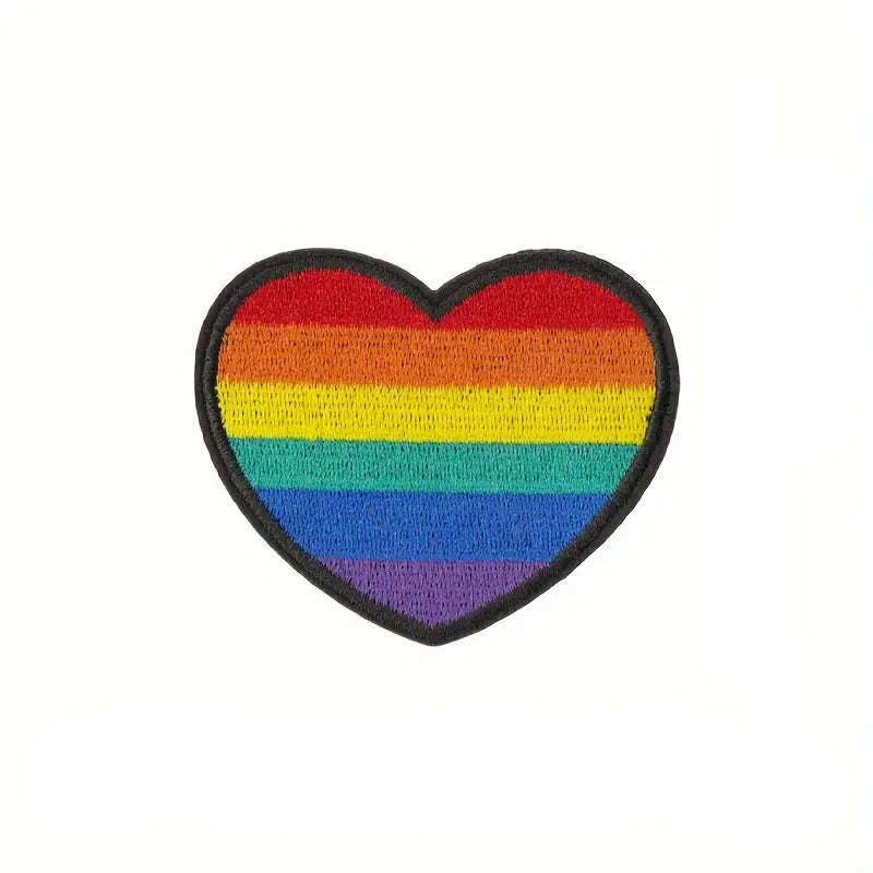 Regenbogen-Herz Aufnäher 6,5 × 5 cm, Pride Patch zum Aufnähen