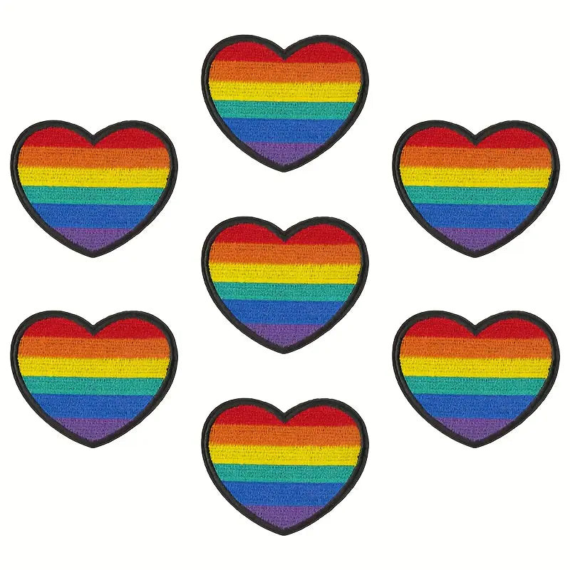 Mehrere Regenbogen-Herz Aufnäher, Pride Patches zum Aufnähen