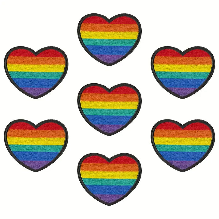 Mehrere Regenbogen-Herz Aufnäher, Pride Patches zum Aufnähen