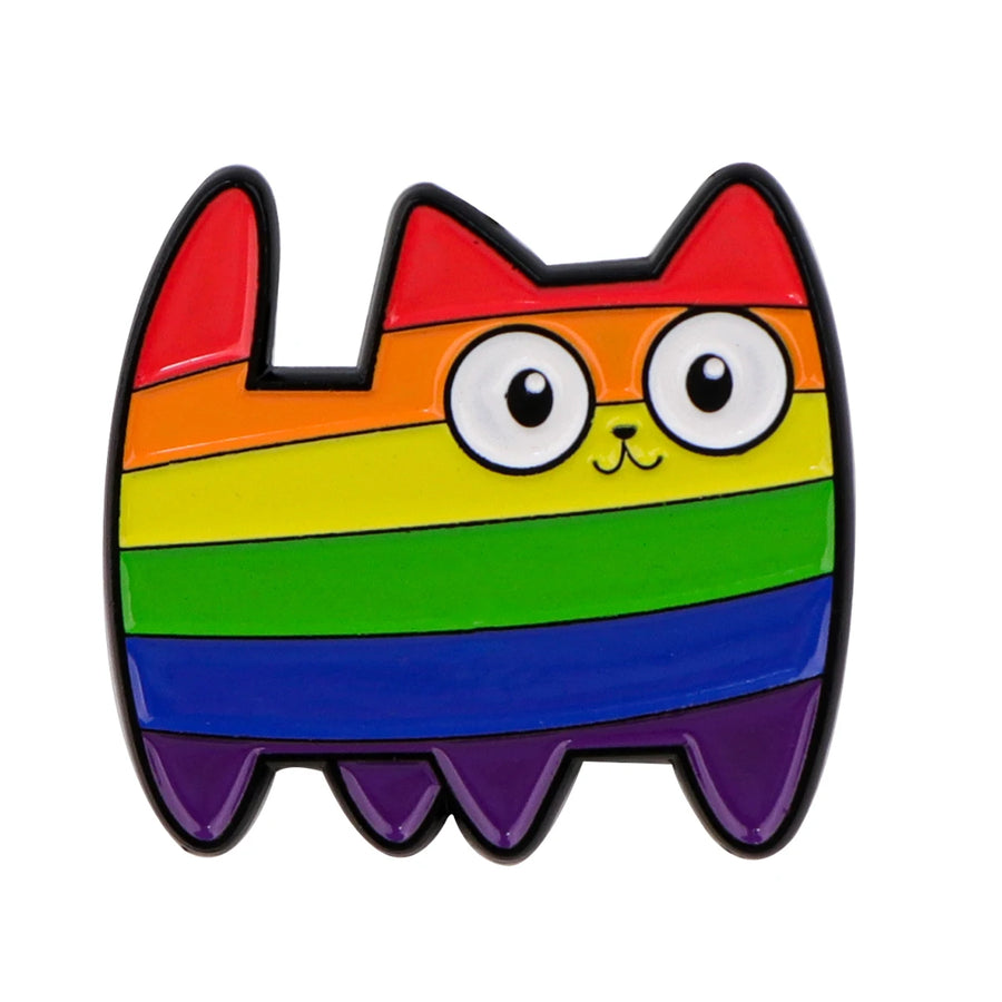 Regenbogen Katzen Pin im LGBTQIA+ Pride Design als Anstecker