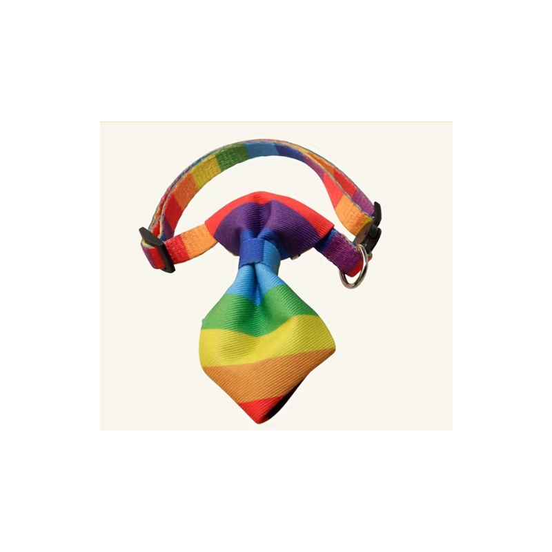 Regenbogen-Krawatte für Hunde und Katzen mit verstellbarem Halsband im Pride-Design
