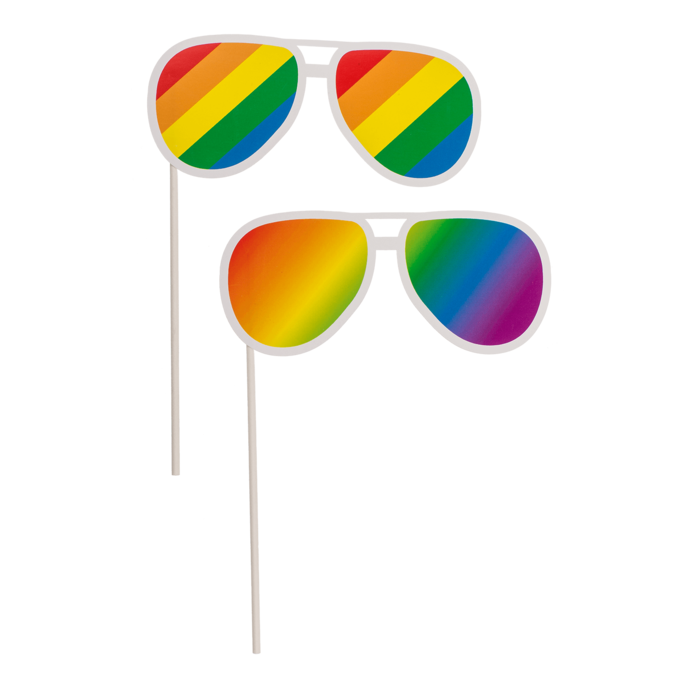 Regenbogenfarbene Pride-Brille als Fotoaccessoire für LGBTQ+ Partys und Pride-Events