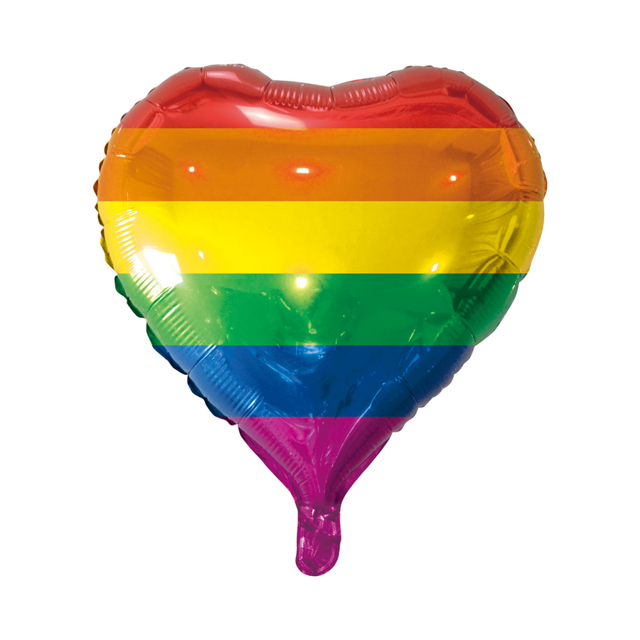 Regenbogen Pride Herz-Folienballon 46 cm für Luft und Helium
