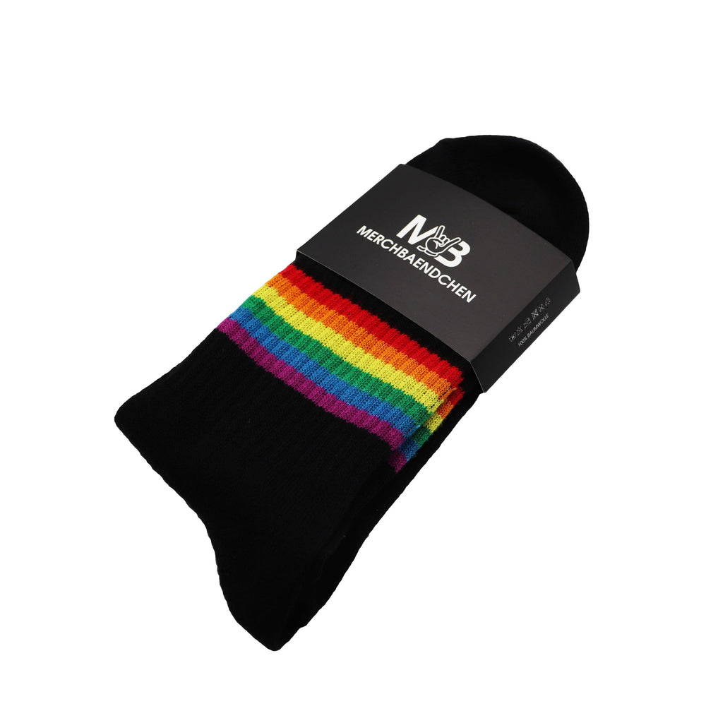 Regenbogen Pride Socken aus 100% Baumwolle mit LGBTQIA+ Flag Farben – Merchbaendchen