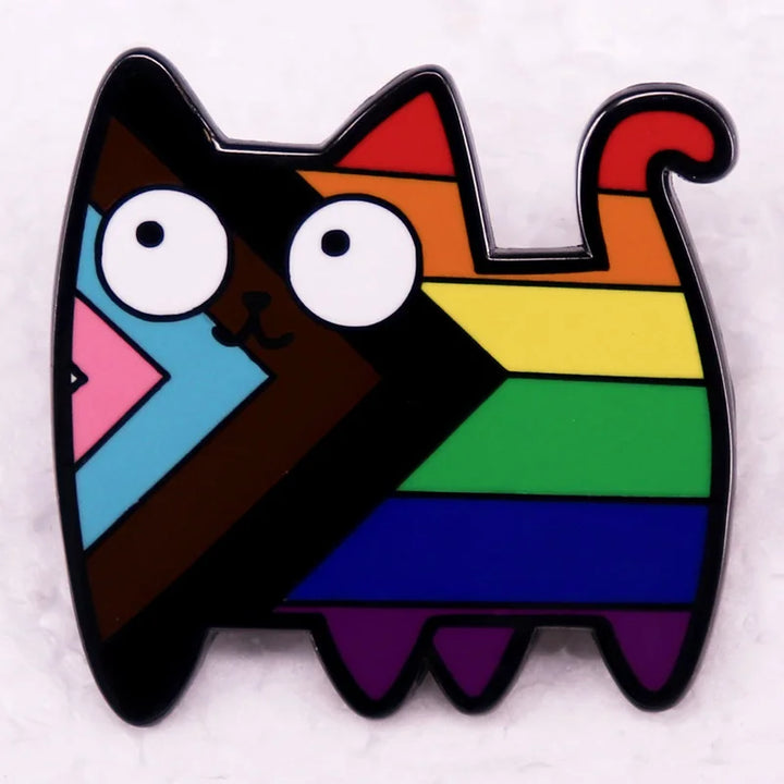 Regenbogen Progressive Katzen Pin als Pride-Anstecker
